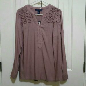 Bandolino Trinity Roll Long Sleeve Top Size Small